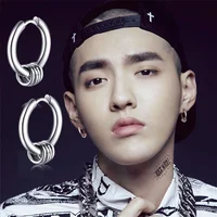 Korean round gold black titanium steel jewelry accessories punk styles circle earrings men
Korean round gold black titanium steel jewelry accessories punk styles circle earrings men