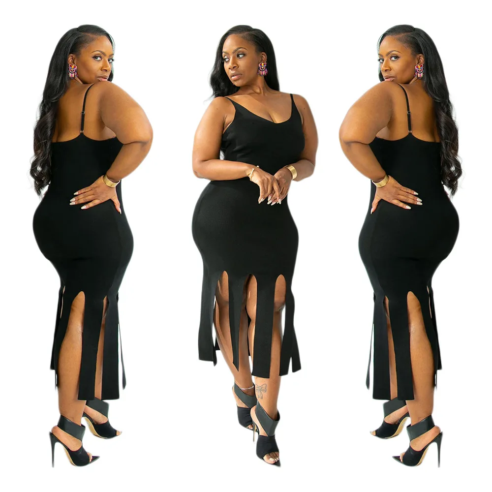 New Design Summer Fashion Plus Size Women Clothing Casual Sleeveless Black Tassel Sling Dresses Women Plus Size Dress
New Design Summer Fashion Plus Size Women Clothing Casual Sleeveless Black Tassel Sling Dresses Women Plus Size Dress
