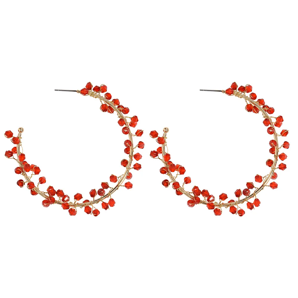 Bohemian 18K Gold Plated Circle C Shape Hoop Earrings Resin Acrylic Beads Hoop Earrings, As picture show
Bohemian 18K Gold Plated Circle C Shape Hoop Earrings Resin Acrylic Beads Hoop Earrings, As picture show