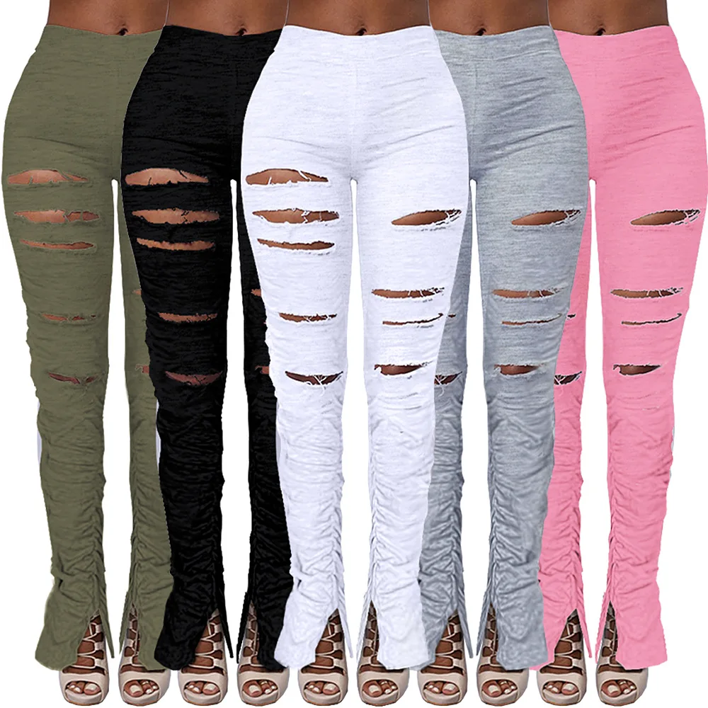 2021 Fashion Women Mid Waist Solid slim Flared Pants hole track stacked Leggings, White, yellow, gray, green, black, pink, blue
2021 Fashion Women Mid Waist Solid slim Flared Pants hole track stacked Leggings, White, yellow, gray, green, black, pink, blue