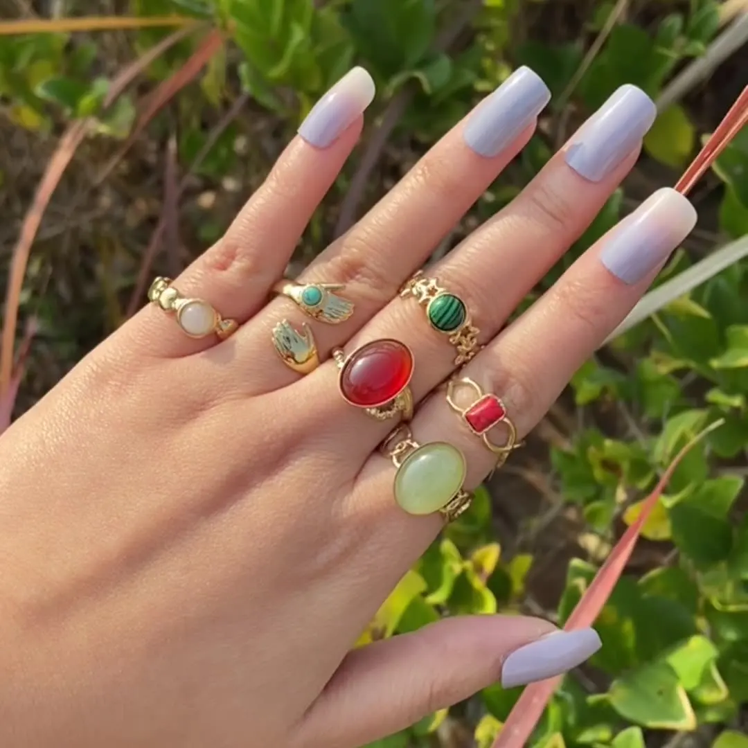 New Arrival Women Finger Ring Fashion Jewelry Personality Vintage Stainless Steel Natural Stone Rings, 18k gold
New Arrival Women Finger Ring Fashion Jewelry Personality Vintage Stainless Steel Natural Stone Rings, 18k gold