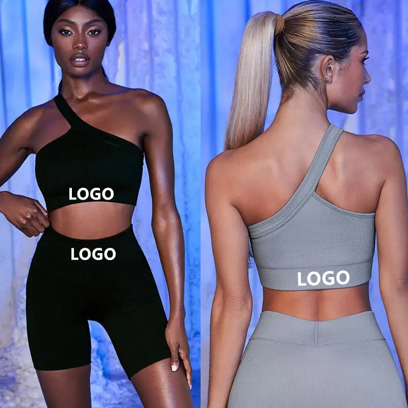 Custom New One Shoulder Seamless Yoga Sets Ribbed Women Fitness Gym Sexy Workout Sports Bra And High Waist Shorts 2pcs Set
Custom New One Shoulder Seamless Yoga Sets Ribbed Women Fitness Gym Sexy Workout Sports Bra And High Waist Shorts 2pcs Set