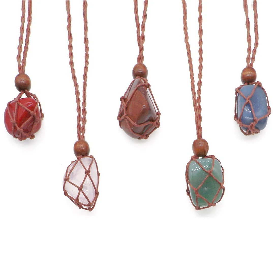 Multi Colors Crystal Stone Necklaces Rough Natural Stone Necklace Net Bag Braided Retro Braided Adjustable Bag Crystal Necklaces
Multi Colors Crystal Stone Necklaces Rough Natural Stone Necklace Net Bag Braided Retro Braided Adjustable Bag Crystal Necklaces
