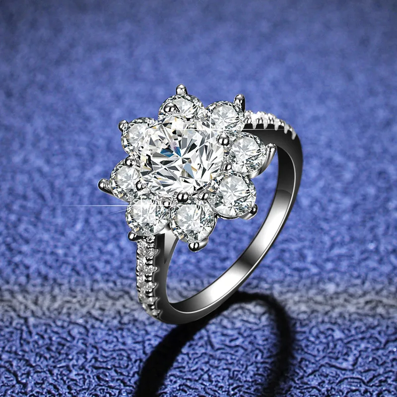 Sunflower Diamond Ring Moissanite Diamond 925 Sterling Silver Ring, Picture shown
Sunflower Diamond Ring Moissanite Diamond 925 Sterling Silver Ring, Picture shown