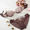 Lady See Through Sexy Bra Set Underwear Satin Lace Embroidery Bra and Panty