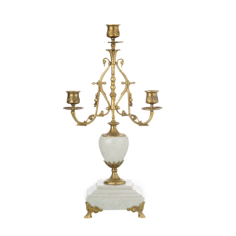 High end villa european three stick white ceramic candle stick holder with copper feet
High end villa european three stick white ceramic candle stick holder with copper feet