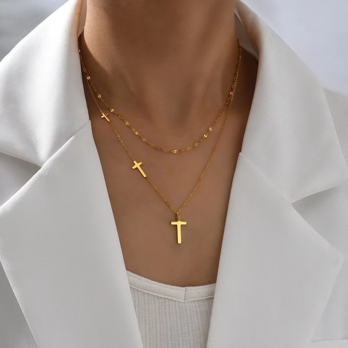 Nabest Stainless Steel Double Layers Cross Pendant Necklace Jewelry Women PVD Plated Fashion Necklaces
Nabest Stainless Steel Double Layers Cross Pendant Necklace Jewelry Women PVD Plated Fashion Necklaces