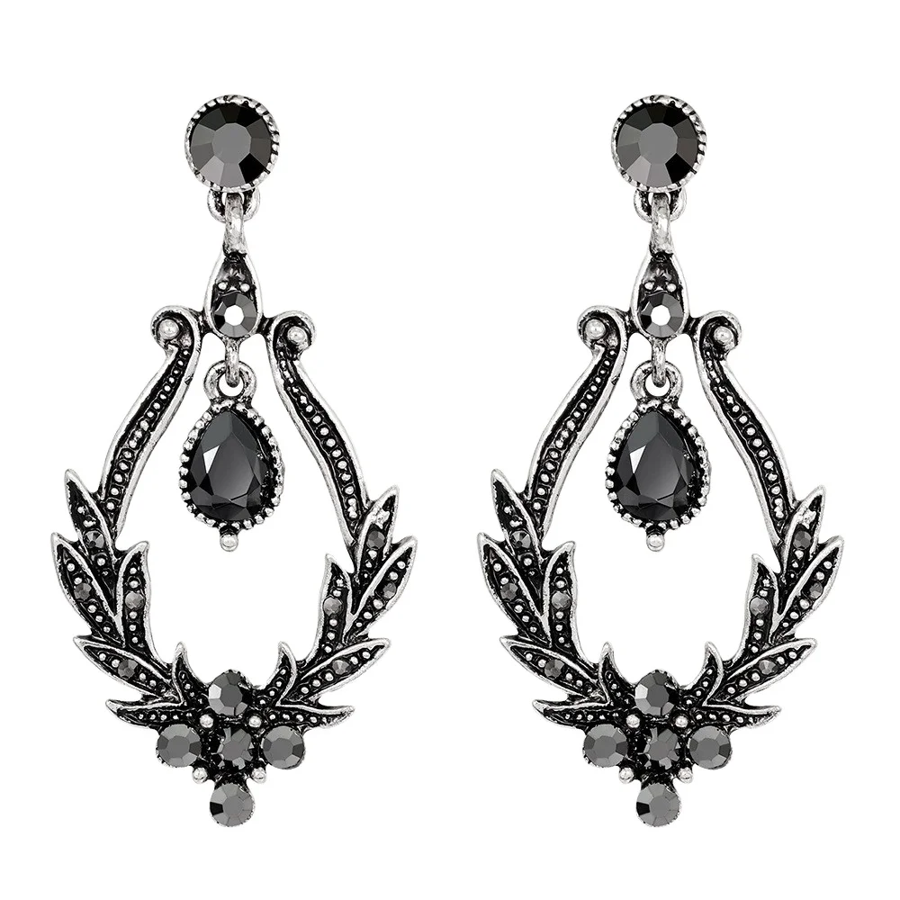 Black Series Vintage Big Long Dangle Earrings For Women Girls Elegant Water Drop Crystal Oval Flower Rhinestone Jewelry, Black color
Black Series Vintage Big Long Dangle Earrings For Women Girls Elegant Water Drop Crystal Oval Flower Rhinestone Jewelry, Black color