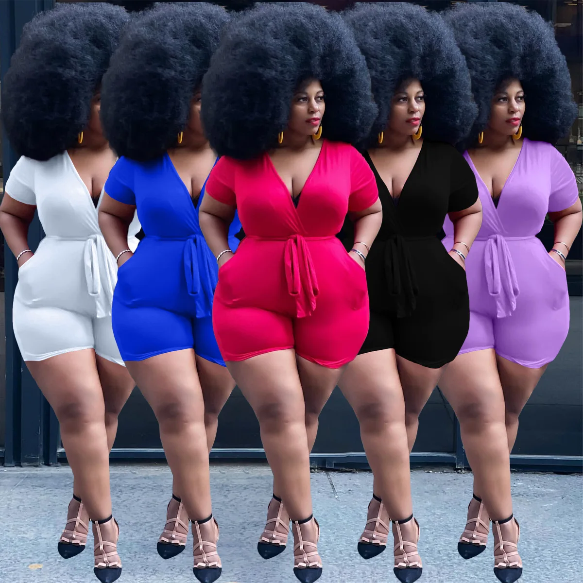 Spring Fashion 2021 Woman plus size rompers Summer casual street wear pants Ladies V neck short jumpsuits, Picture
Spring Fashion 2021 Woman plus size rompers Summer casual street wear pants Ladies V neck short jumpsuits, Picture