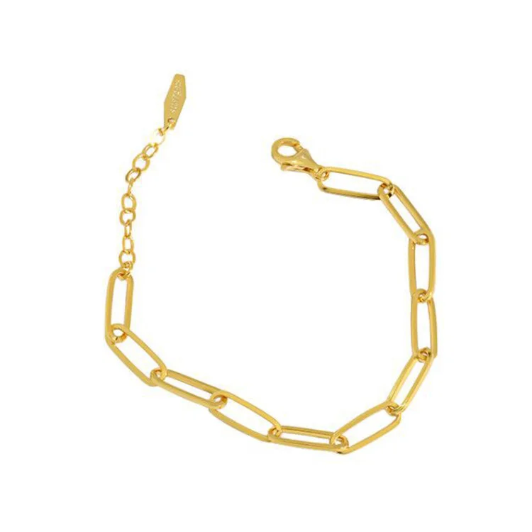 Fashion Custom Design 925 Sterling Silver 14K Gold Plated Chunky Link Trendy Oval Chain Bracelets Jewelry for Women 
Fashion Custom Design 925 Sterling Silver 14K Gold Plated Chunky Link Trendy Oval Chain Bracelets Jewelry for Women