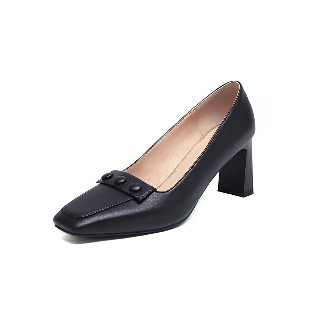 New Design Leather Patchwork Square Toe Formal Work Dress High Heels Footwear, Black/apricot/ecru 
New Design Leather Patchwork Square Toe Formal Work Dress High Heels Footwear, Black/apricot/ecru