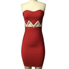 Women off shoulder cut out red mini party evening dress bodycon bandage dress