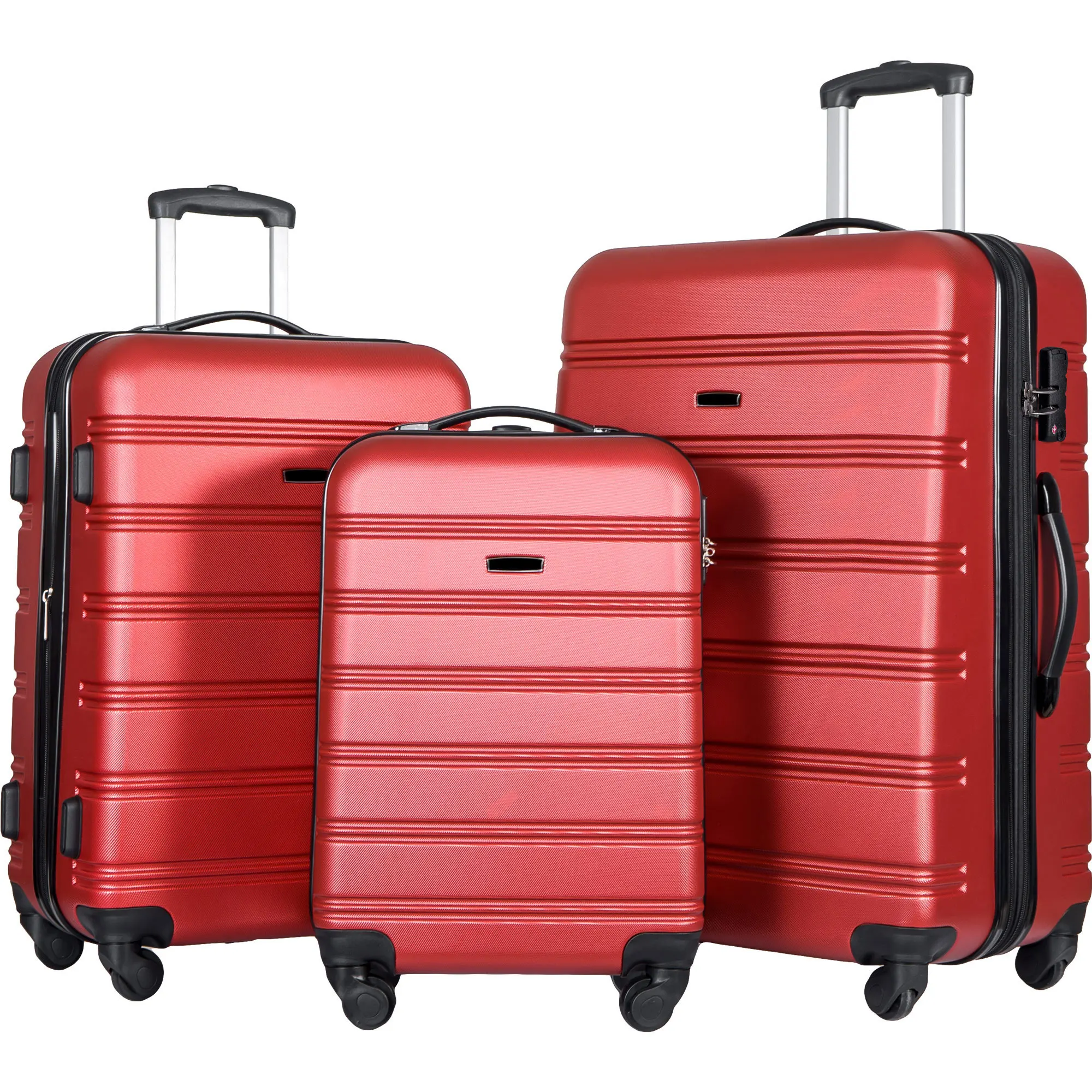 3 Piece Luggage Set Hardside Spinner Suitcase with TSA Lock 20" 24' 28" Available, Red
3 Piece Luggage Set Hardside Spinner Suitcase with TSA Lock 20" 24' 28" Available, Red