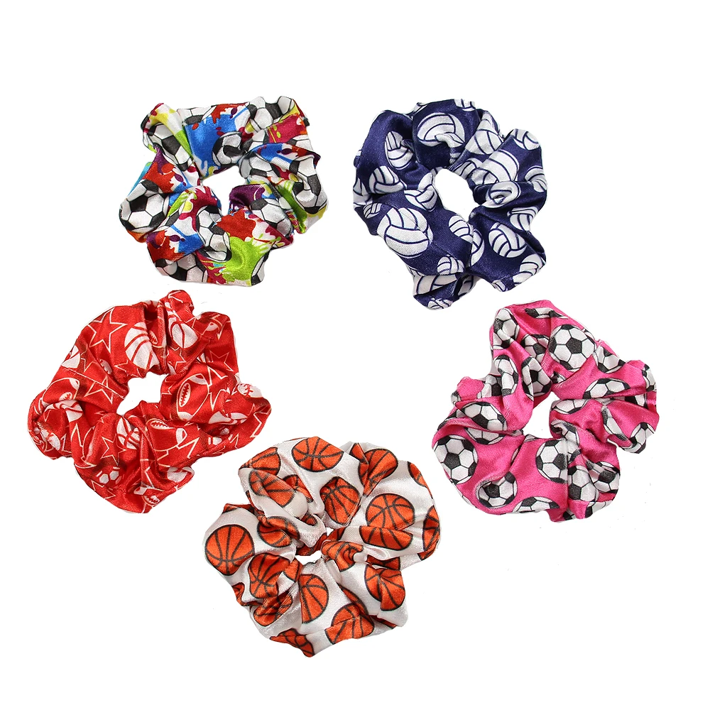 Wholesale Well Popular Football Sublimated Velvet Scrunchies