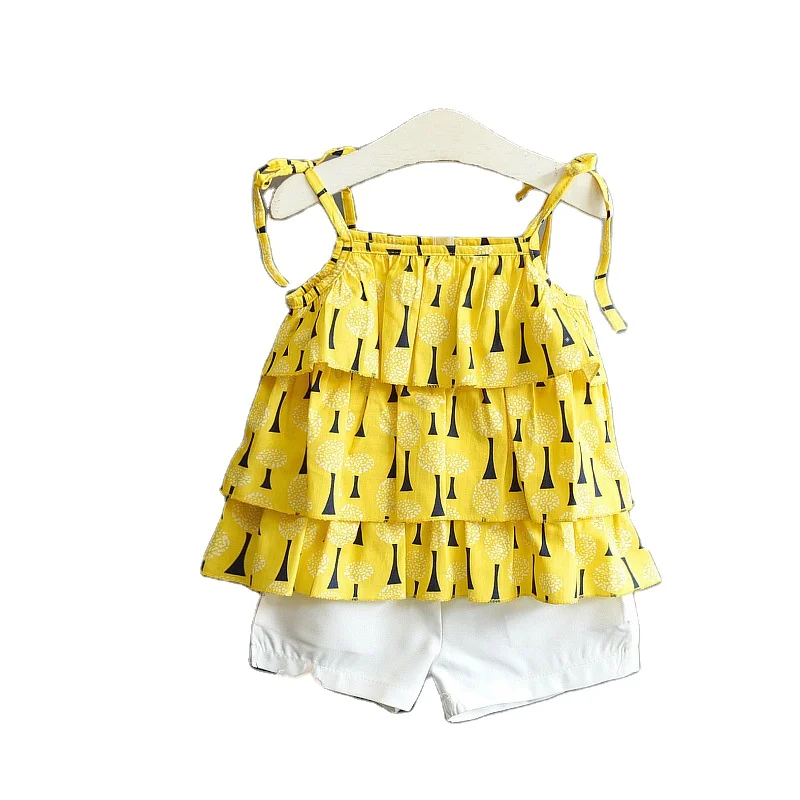 New products hot selling summer sling floral top shorts two pieces children wear girls suits kids clothing
New products hot selling summer sling floral top shorts two pieces children wear girls suits kids clothing