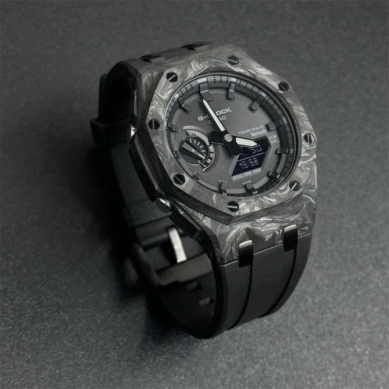 

Gshock Ga2100 Rubber ArmBand Metal Modification Mod Kit Carbon Fibre Watch Case Butterfly buckle For G Shock Ga 2100 Mod Casio