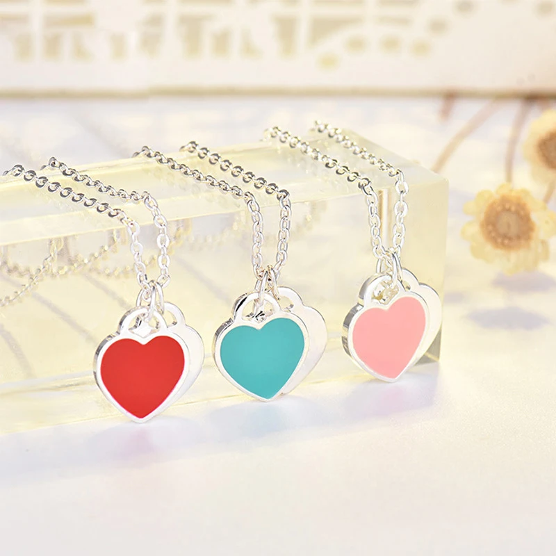 Dainty 3 Color Enamel T Stainless Steel Two Love Heart Pendant S925 Silver Charm Necklaces For Ladies, Red,blue,pink
Dainty 3 Color Enamel T Stainless Steel Two Love Heart Pendant S925 Silver Charm Necklaces For Ladies, Red,blue,pink