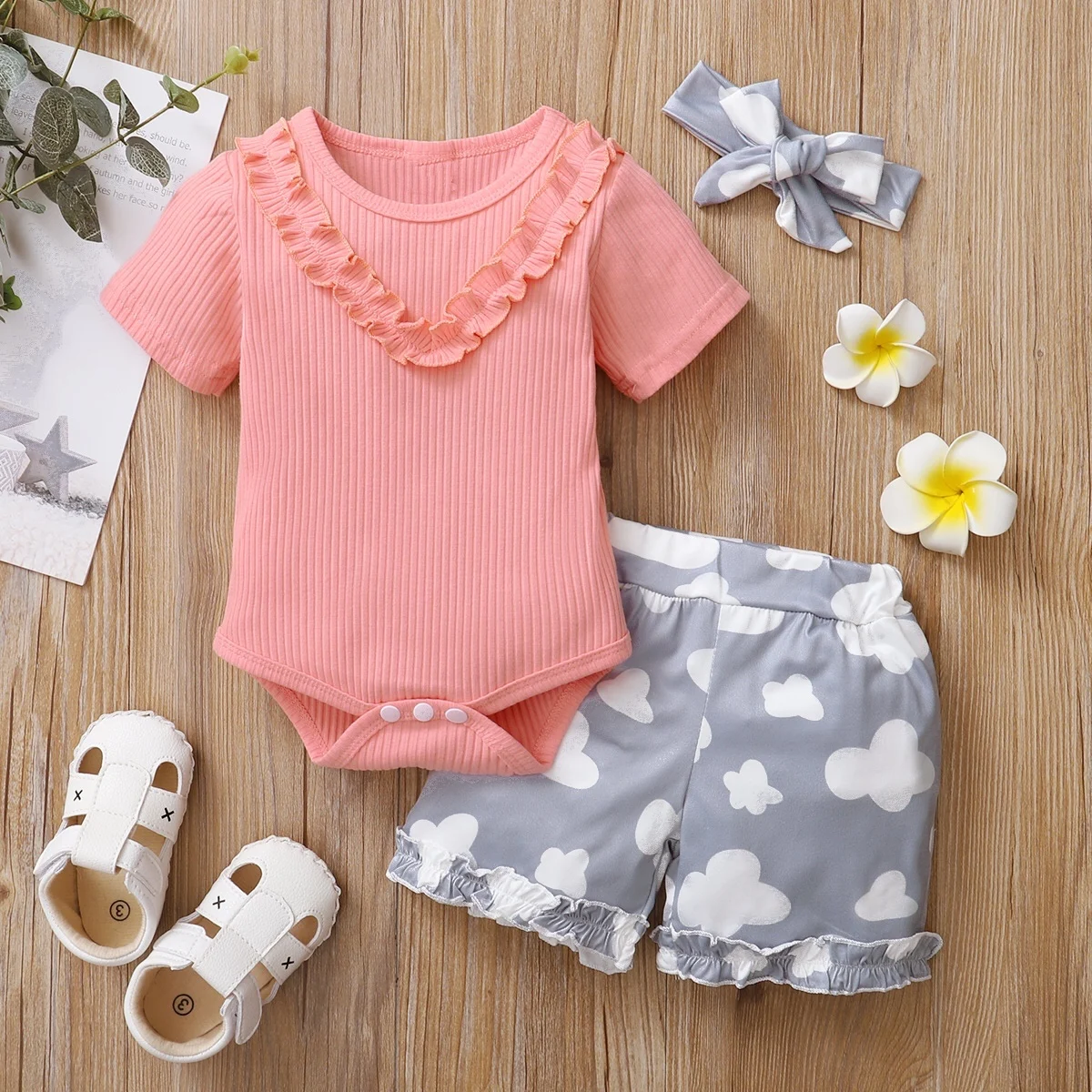 newborn Baby Girl summer Outfits short Sleeve pink Romper Tops shorts Clothes Set 0-12months, As image shown
newborn Baby Girl summer Outfits short Sleeve pink Romper Tops shorts Clothes Set 0-12months, As image shown