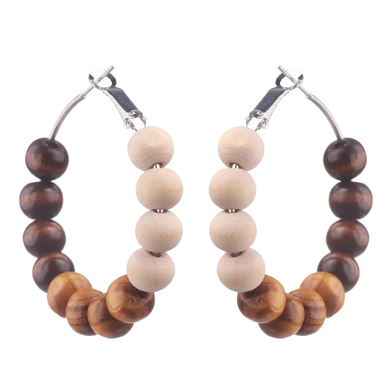 Bohemian Statement Jewelry Vintage Wood Beaded Circle Drop Dangle Earrings Wooden Beads Big Hoop Earrings, Multicolor
Bohemian Statement Jewelry Vintage Wood Beaded Circle Drop Dangle Earrings Wooden Beads Big Hoop Earrings, Multicolor