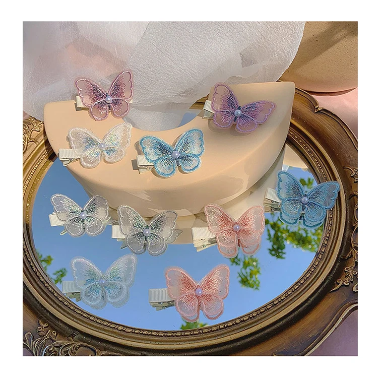 ADELANTE Beautiful Hair Accessories Transparent Gauze Embroidery Butterfly Hair Clips Barrette, White, pink, gray, blue, purple
ADELANTE Beautiful Hair Accessories Transparent Gauze Embroidery Butterfly Hair Clips Barrette, White, pink, gray, blue, purple