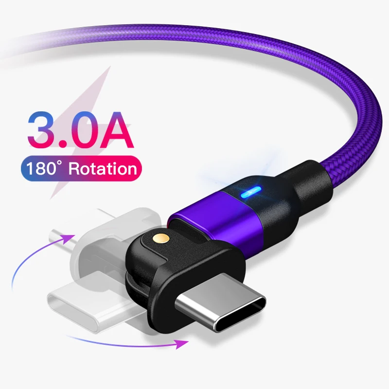 180 Degree Bend USB Cable Fast Charging Type C USB Charging Cable Usb C Cable For Huawei Samsung, Black/red/purple
180 Degree Bend USB Cable Fast Charging Type C USB Charging Cable Usb C Cable For Huawei Samsung, Black/red/purple
