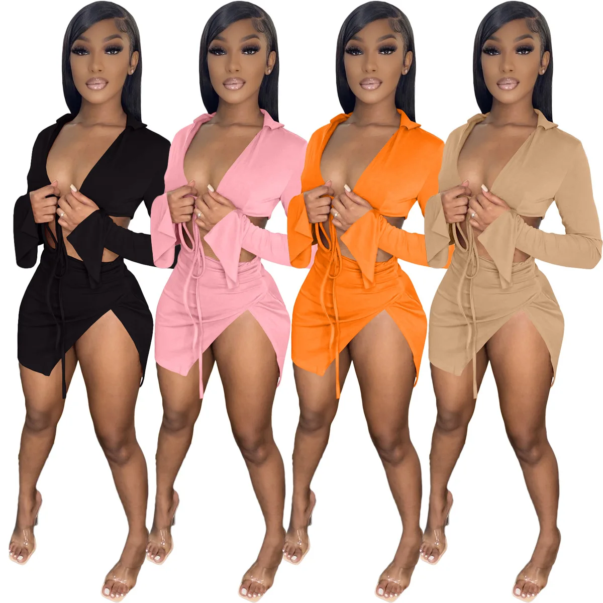 2022 Club Women Casual Lace-up Long Sleeve Sexy Cut Out Summer Solid Simple Sexy Evening Party Dress For Lady, Picture color
2022 Club Women Casual Lace-up Long Sleeve Sexy Cut Out Summer Solid Simple Sexy Evening Party Dress For Lady, Picture color
