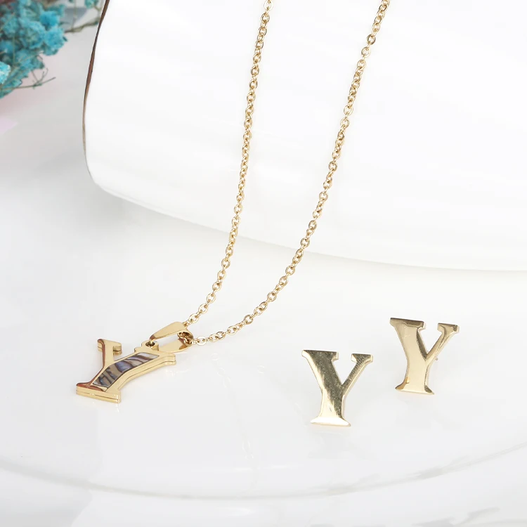 XuQian Letter Necklace Earrings Set Stainless Steel Jewelry Sets for Women Bridal, Golden
XuQian Letter Necklace Earrings Set Stainless Steel Jewelry Sets for Women Bridal, Golden