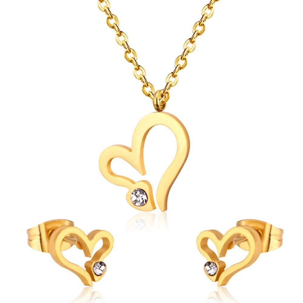 jewellery Stainless Steel Jewelry Sets Necklace Earrings Women African Bridal Wedding Dubai Heart CZ Jewelry Set
jewellery Stainless Steel Jewelry Sets Necklace Earrings Women African Bridal Wedding Dubai Heart CZ Jewelry Set
