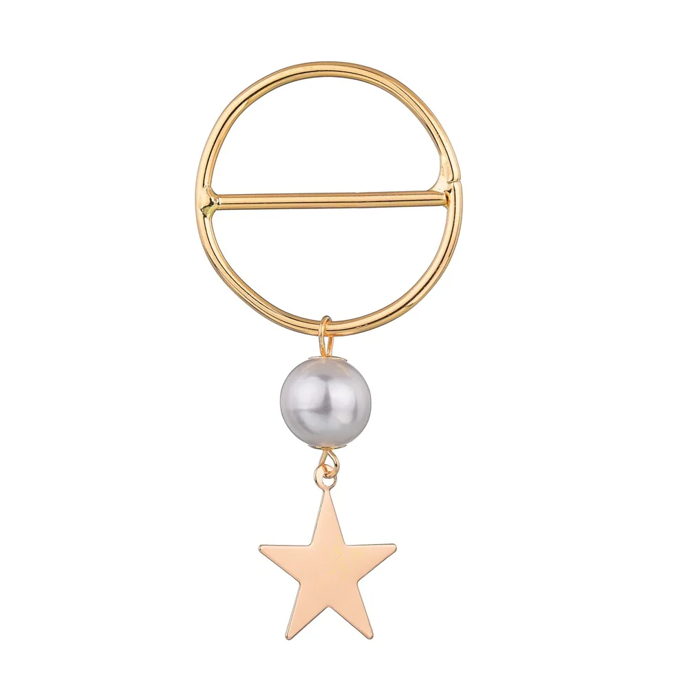 fashion pearl star metal scarf ring