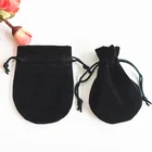 Black Velvet Jewelry Pouches with Logo Printing Packaging Drawstring Bags