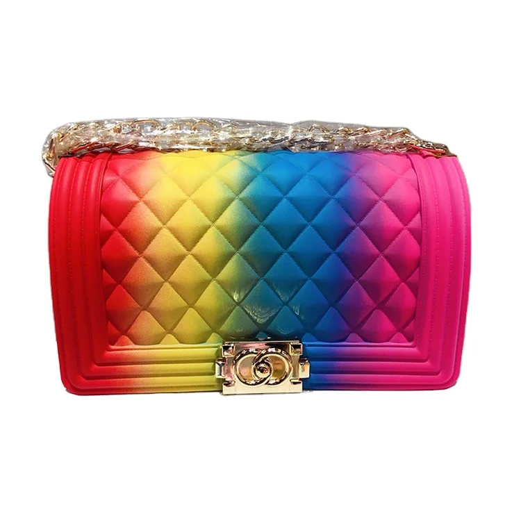 2021 Rainbow Jelly Purse Silicone Crossbody Bag Candy Color Purses Jelly Bag, As display
2021 Rainbow Jelly Purse Silicone Crossbody Bag Candy Color Purses Jelly Bag, As display