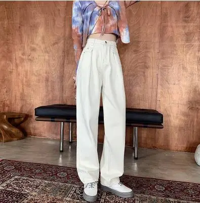 OT148 Girls new 2021 loose jeans women's high waist straight trousers ladies white pants wide leg pants
OT148 Girls new 2021 loose jeans women's high waist straight trousers ladies white pants wide leg pants