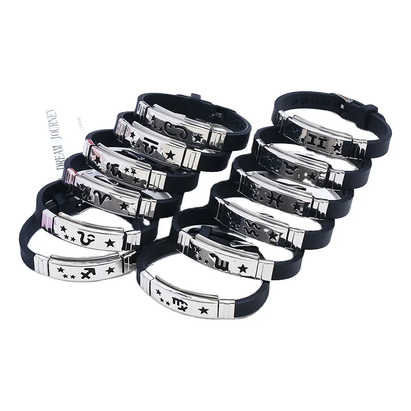 12 Zoadic Stainless Steel Silicone Cuff Bracelet & Bangles Men Zodiac Bracelet Jewelry Gift Men Bracelet, Silver color
12 Zoadic Stainless Steel Silicone Cuff Bracelet & Bangles Men Zodiac Bracelet Jewelry Gift Men Bracelet, Silver color