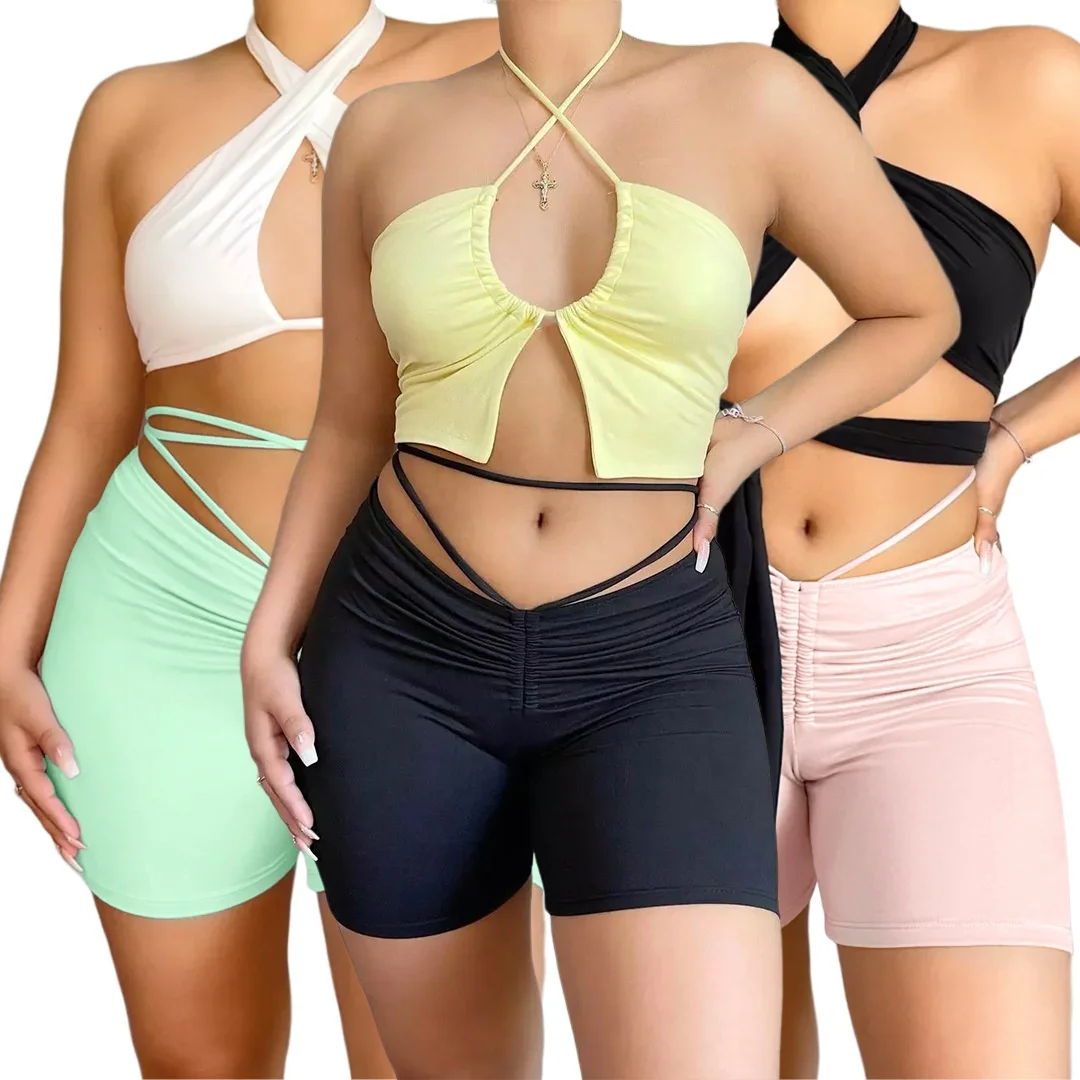 MT66-6377 Wholesale sexy pure color draw pleated fold strap casual shorts sports pants women's pants
MT66-6377 Wholesale sexy pure color draw pleated fold strap casual shorts sports pants women's pants