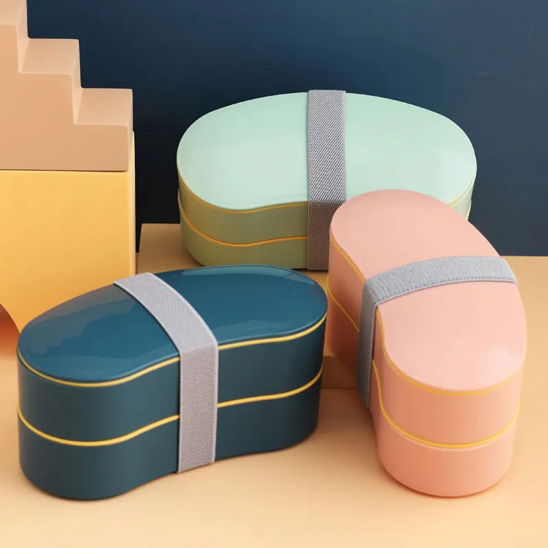 Popular Double Layer Moon Shaped With Cutlery Sealed Office Student Bento Box Food Container Plastic Lunch Box, Blue,green, pink/custom color 
Popular Double Layer Moon Shaped With Cutlery Sealed Office Student Bento Box Food Container Plastic Lunch Box, Blue,green, pink/custom color