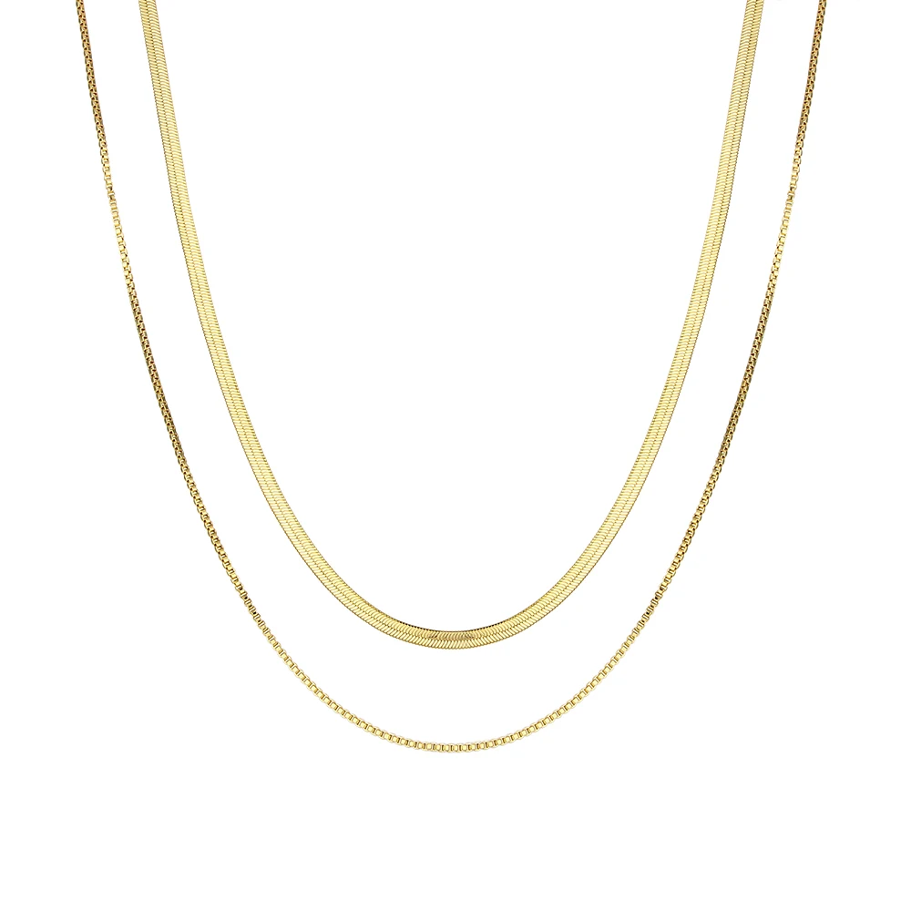 Personalized Long Double layer Snake Chain Necklace Brass 18K Gold Necklaces
Personalized Long Double layer Snake Chain Necklace Brass 18K Gold Necklaces