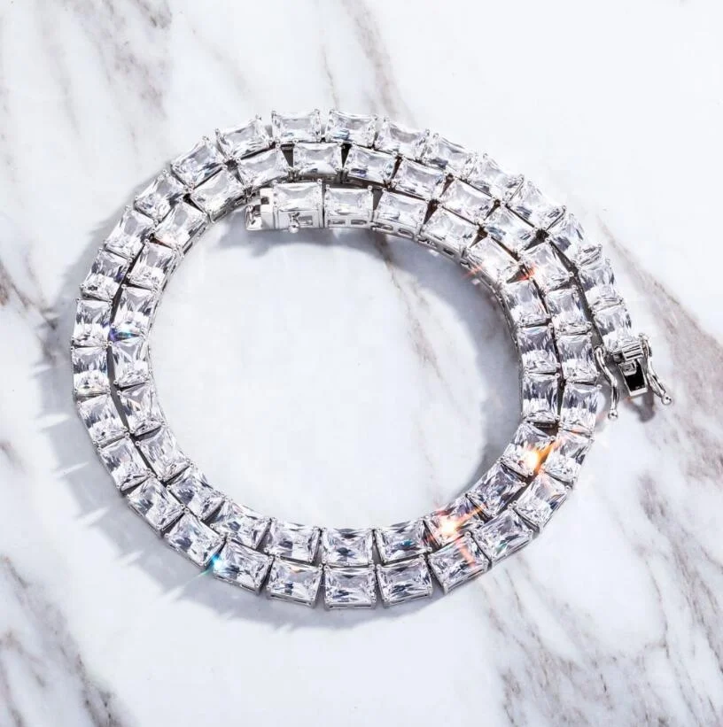 New Design High End Baguette Tennis Chain Hip Hop Bling CZ Diamond Square Link Necklace
New Design High End Baguette Tennis Chain Hip Hop Bling CZ Diamond Square Link Necklace
