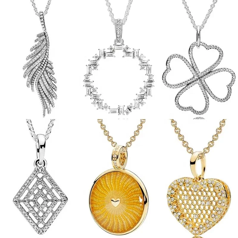 925 Sterling Silver Love Heart Clover Shards Gold Plated Charm Full Diamond Necklace Fits Original Pandora DIY Jewelry
925 Sterling Silver Love Heart Clover Shards Gold Plated Charm Full Diamond Necklace Fits Original Pandora DIY Jewelry