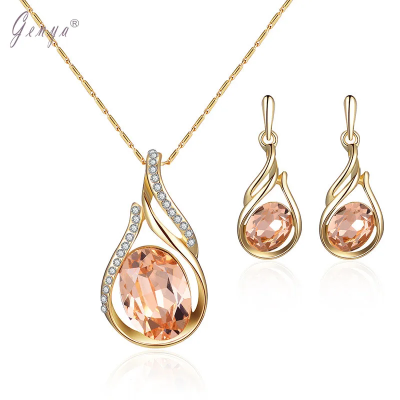 Genya Wedding Bridal Jewelry Crystal necklace earring set alloy electroplated bridal jewelry set, As picture
Genya Wedding Bridal Jewelry Crystal necklace earring set alloy electroplated bridal jewelry set, As picture