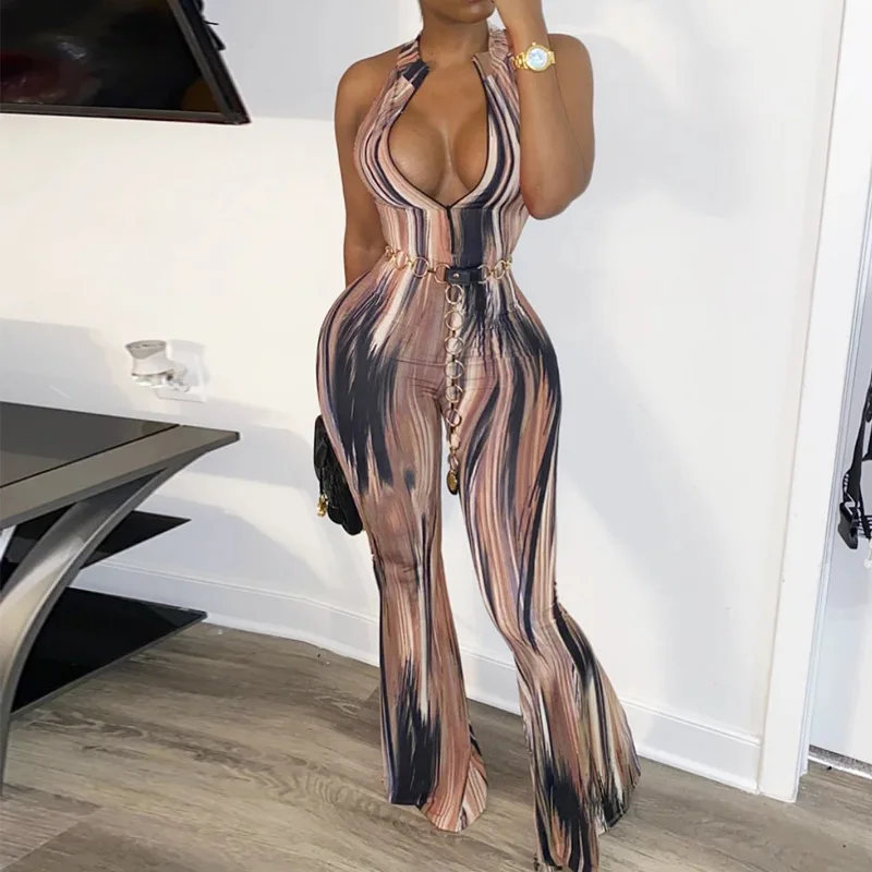 New Sexy Print Summer Sleeveless V Neck One Piece Jumpsuits with Long Pants for Women Wholesale OEM ODM
New Sexy Print Summer Sleeveless V Neck One Piece Jumpsuits with Long Pants for Women Wholesale OEM ODM