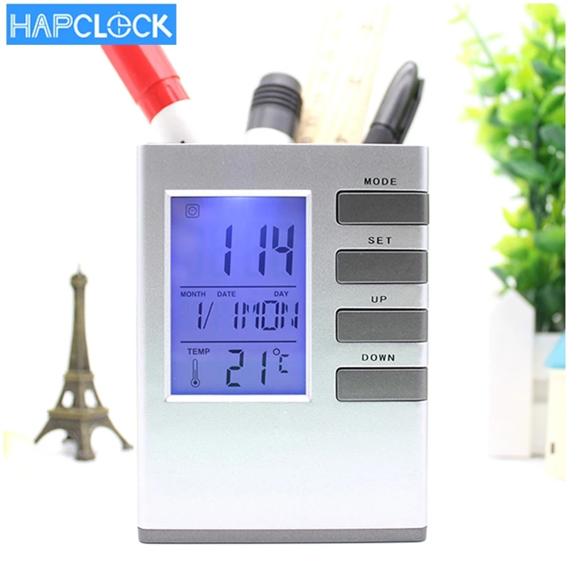 High quality modern Digital penholder clock alarm desktop gift penholder clock, Gray
High quality modern Digital penholder clock alarm desktop gift penholder clock, Gray