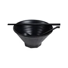 China Dinnerware Set Black Coloured Melamine Noodle Soup Bowls Japanese Noodle Bowl 3 Pcs Set