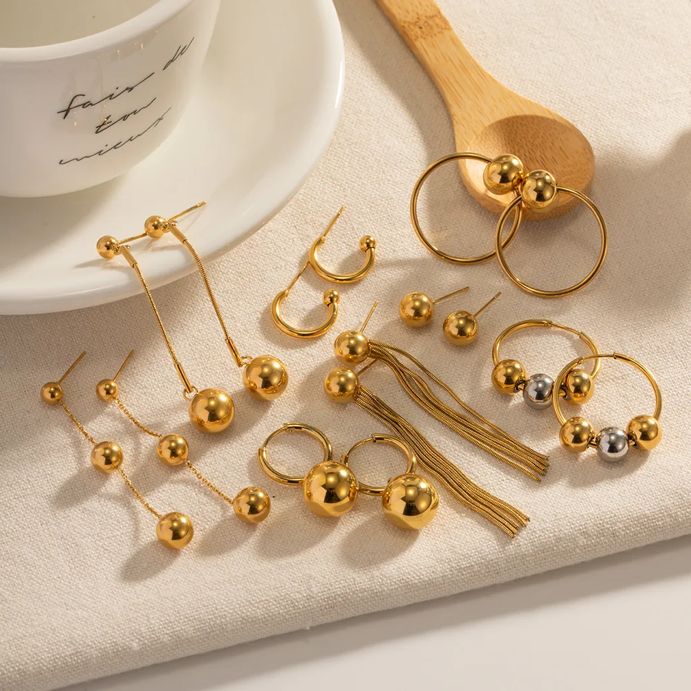 Wholesale Tassel Earrings Minimalist Geometric Ball Texture Silver Gold Plated Stainless Steel Earrings Jewelry For Women
Wholesale Tassel Earrings Minimalist Geometric Ball Texture Silver Gold Plated Stainless Steel Earrings Jewelry For Women