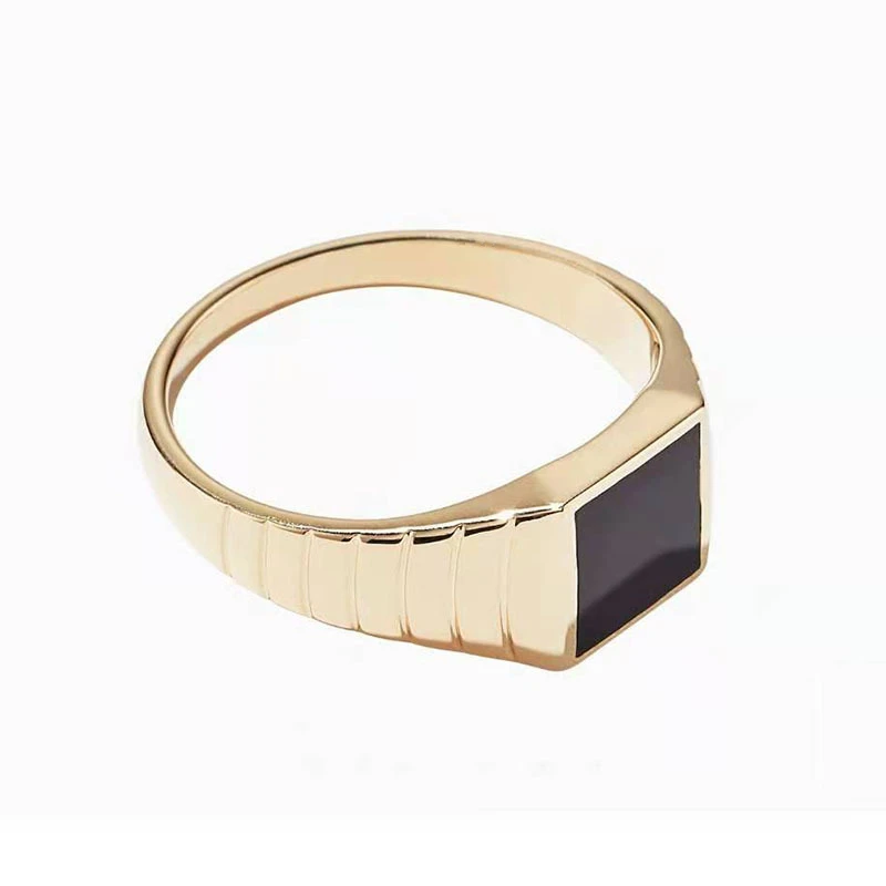Wholesale Customized Logo Name Women Finger Jewelry 18K Gold Plated Stainless Steel Black Enamel Signet Rings, Gold color
Wholesale Customized Logo Name Women Finger Jewelry 18K Gold Plated Stainless Steel Black Enamel Signet Rings, Gold color