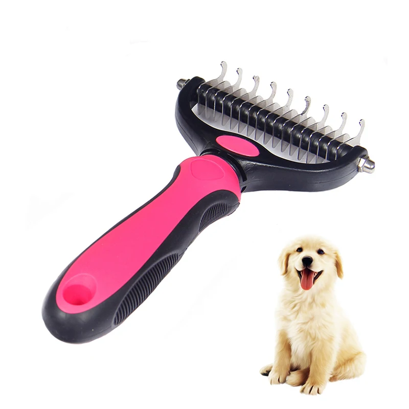 

New Type Sale Pet Fur Knot Cutter Removing Shedding Hair Pet Deshedding Brush, Blue/red