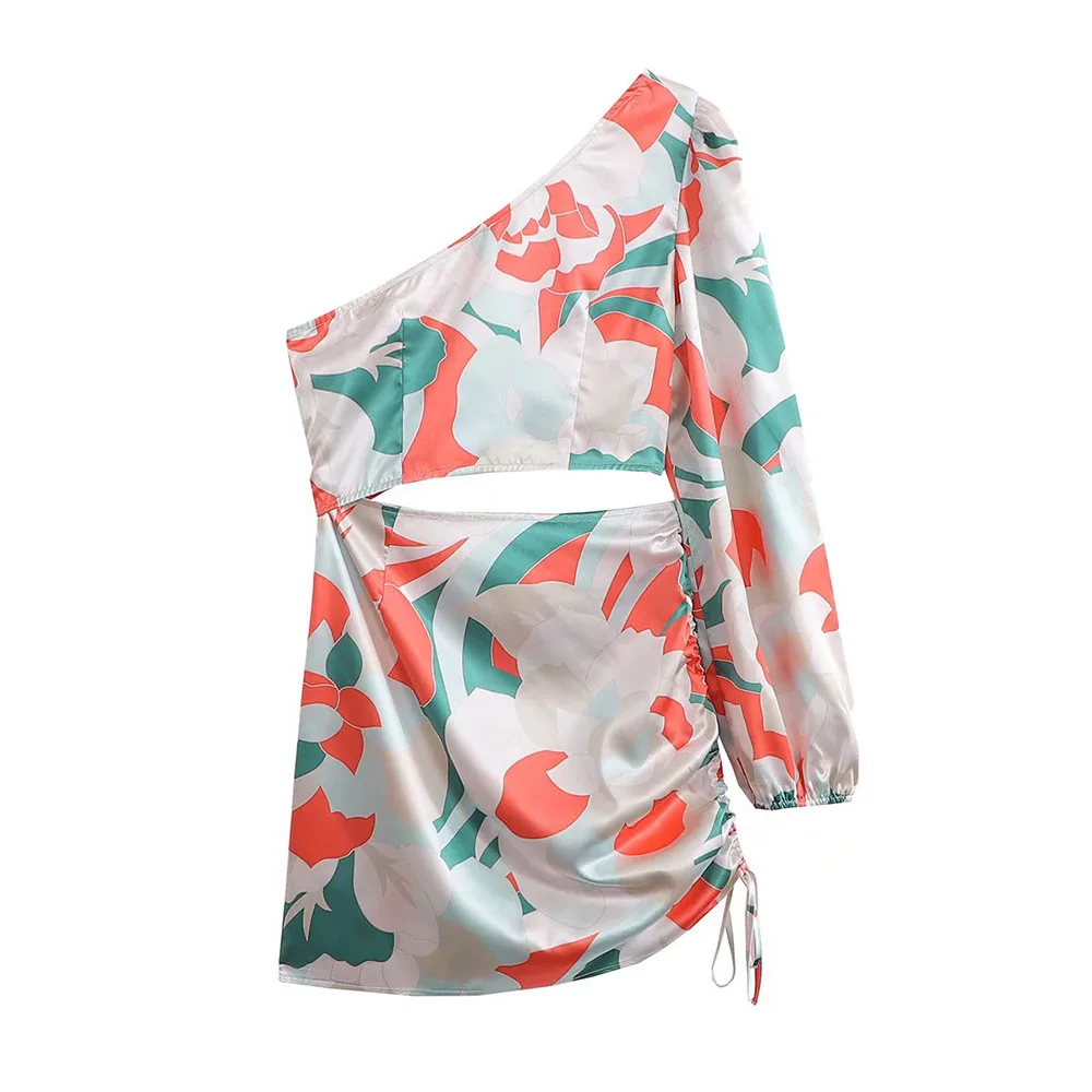 BMURHMZA2022 women's spring and summer new fashion short satin print one-shoulder sleeve hollow dresses for women 2022, Picture color
BMURHMZA2022 women's spring and summer new fashion short satin print one-shoulder sleeve hollow dresses for women 2022, Picture color