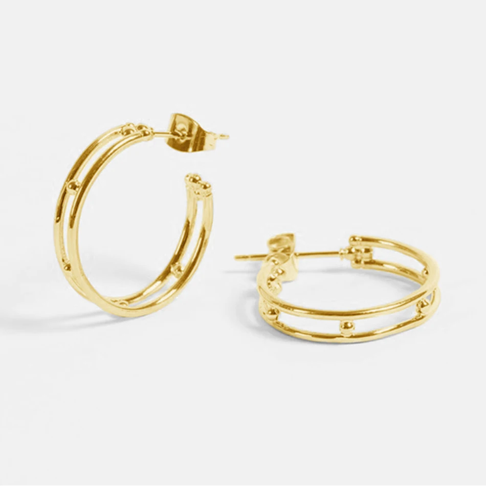 18k gold vermeil luxury jewelry 925 sterling silver double hoop earrings simple gold ball hoop earrings for women party
18k gold vermeil luxury jewelry 925 sterling silver double hoop earrings simple gold ball hoop earrings for women party