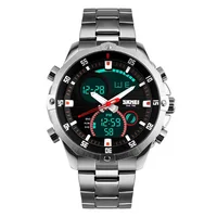 

SKMEI 1146 Men Digital Quartz Wristwatch 30M Waterproof LED Dual Display Wristwatches Stainless Steel Strap Sports Watches