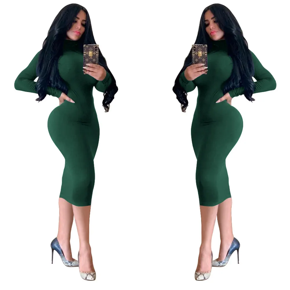 European and American hot selling women's autumn high-neck Ladies dress Slim fashion slim hip evening dress sexy long skirt
European and American hot selling women's autumn high-neck Ladies dress Slim fashion slim hip evening dress sexy long skirt