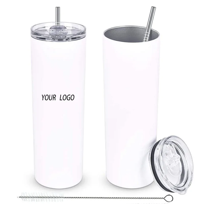 

In Bulk In Stock Wine Double Wall Stainless Steel White Blank 20 Oz Sublimation Straight Tumblers Mug Cup With Lid Metal Straws